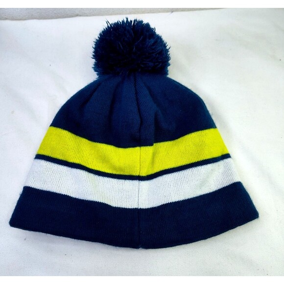 Rossignol ~ Logo Ski Hat Cap Beanie ~ Blue White Green~ Lined 22 "Inside PopPom - Picture 8 of 10